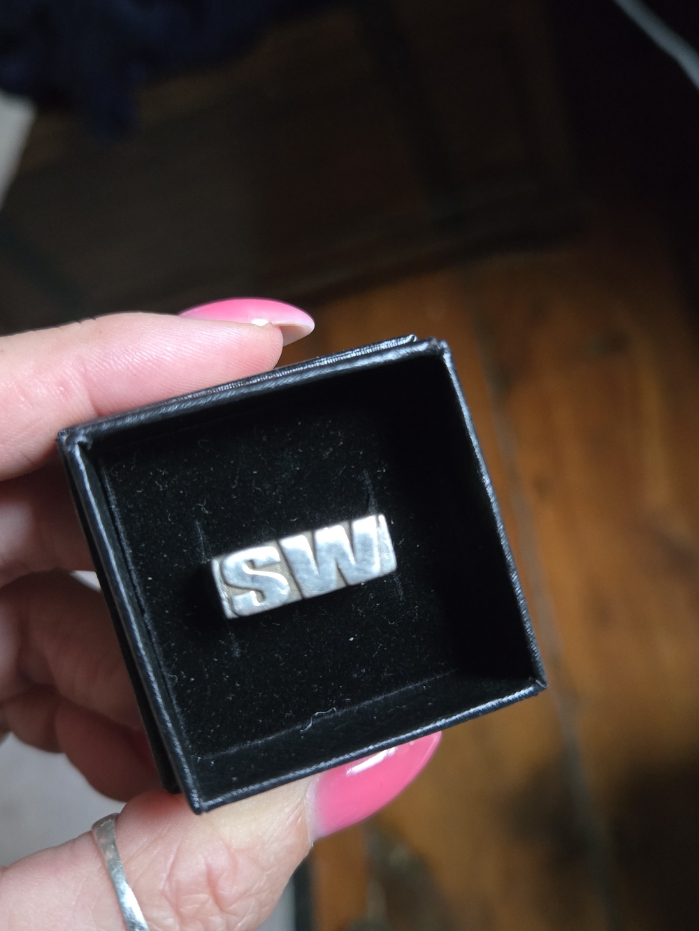 Personalized Initials 925 Silver Ring - 'SW'